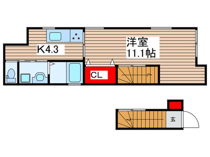 YABA TERRACE(1K/1階)の間取り写真