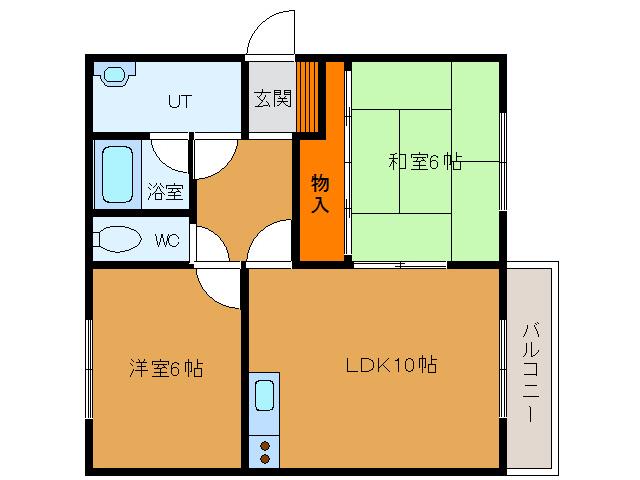 第二オダハイツ(2LDK/2階)の間取り写真