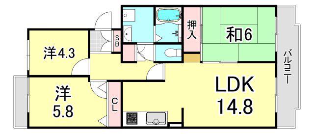 ソシア小林(3LDK/3階)の間取り写真