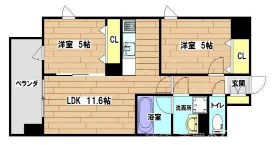 プレステージ9番館(2LDK/4階)の間取り写真