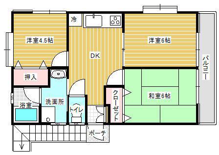 コーポフォレスト(3DK/1階)の間取り写真
