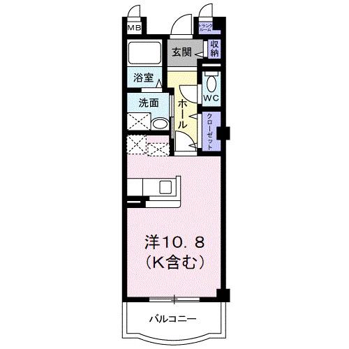シェーネスベルク(ワンルーム/2階)の間取り写真