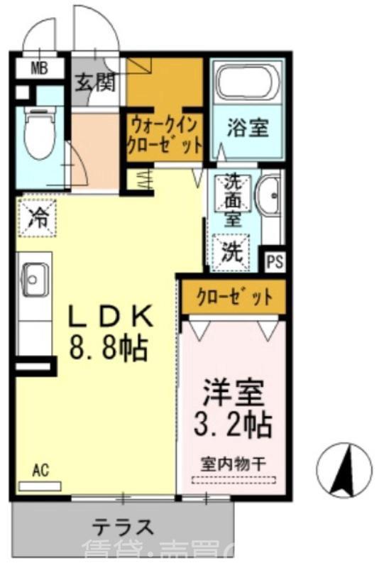 パークサイドカーサ(1LDK/1階)の間取り写真