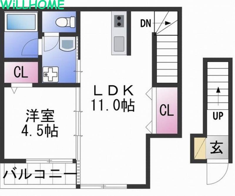 TJ西浜 A(1LDK/2階)の間取り写真