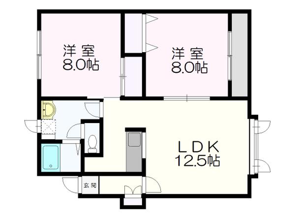 ラークリープA(2LDK/2階)の間取り写真