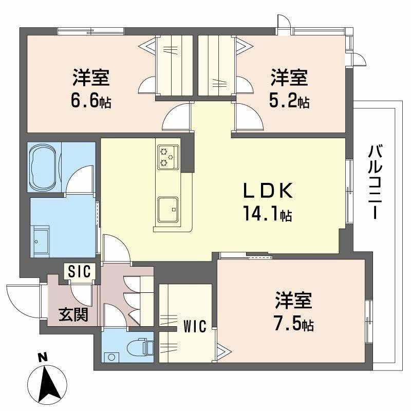 シャーメゾン マイレ(3LDK/3階)の間取り写真