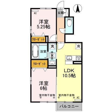 リヴェールふなはし(2LDK/1階)の間取り写真