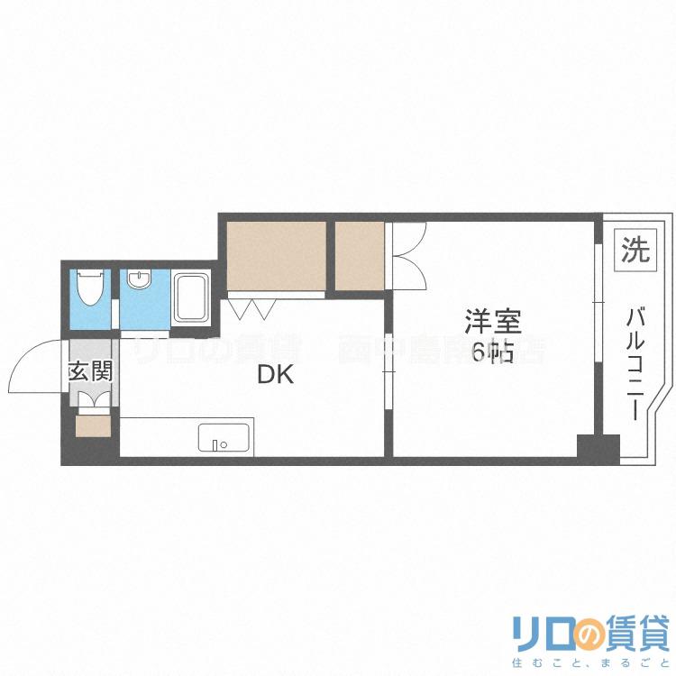 新大阪第2ダイヤモンドマンション(1LDK/2階)の間取り写真