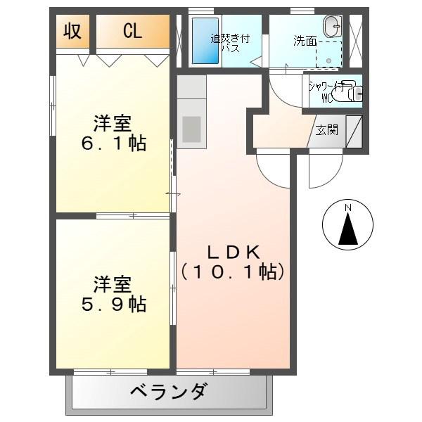 プレシール吉田(2LDK/1階)の間取り写真