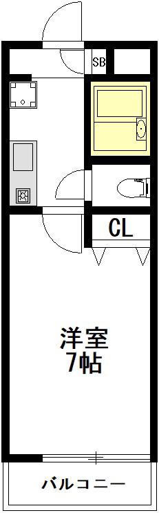 リヒト武蔵野(1K/1階)の間取り写真