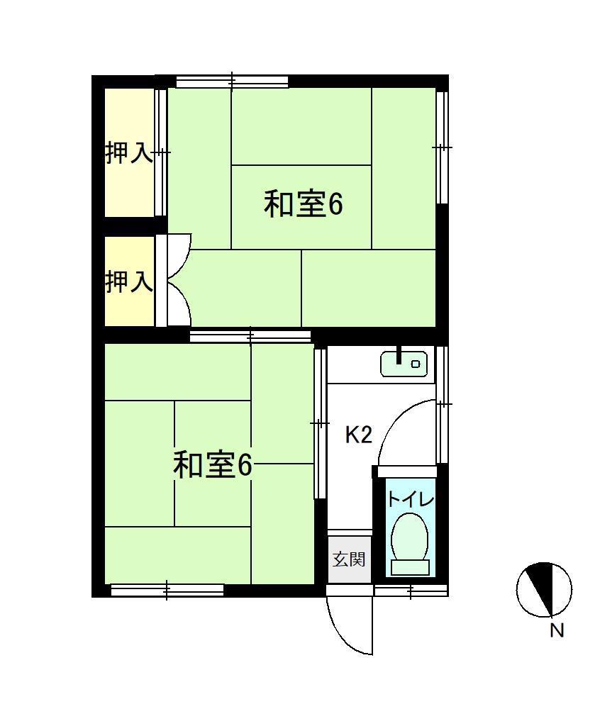 尾北アパート(2K/2階)の間取り写真