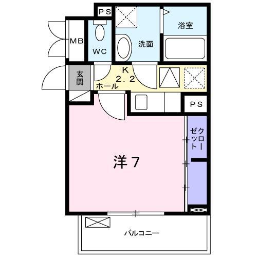 プリエール II(1K/1階)の間取り写真