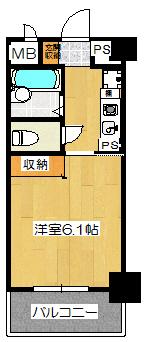 ディアコート八木(1K/3階)の間取り写真