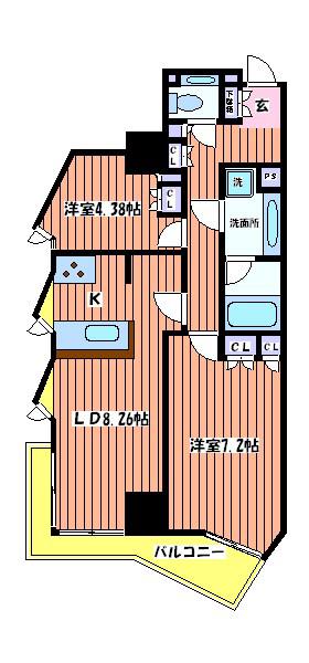 セルベコート 立川(2LDK/4階)の間取り写真