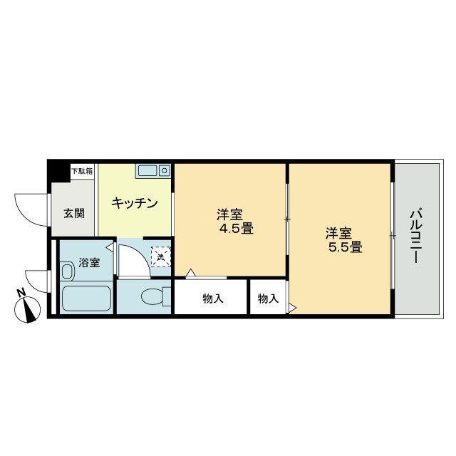 フィネス中屋敷(2K/2階)の間取り写真