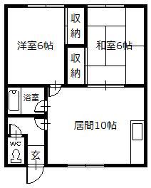 はりまマンション(2LDK/1階)の間取り写真