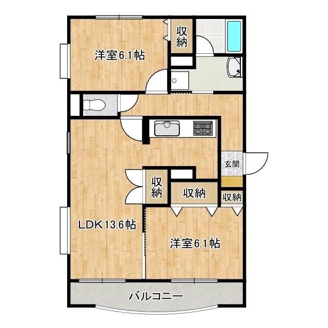 サンドマーニII(2LDK/2階)の間取り写真