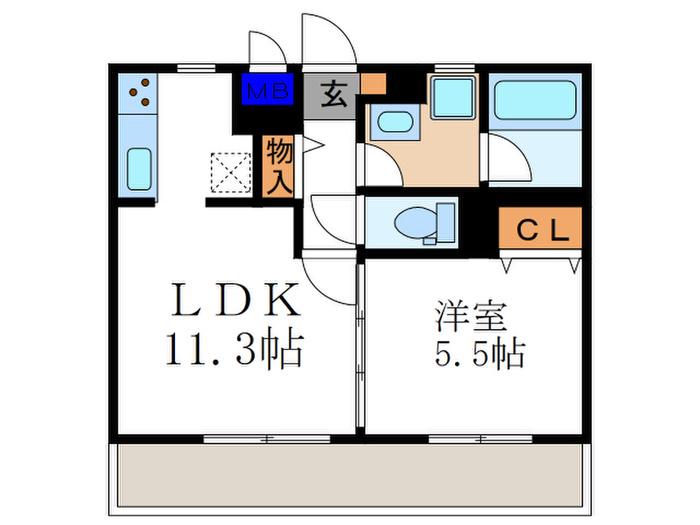 アンジュ京都天神川(1LDK/2階)の間取り写真
