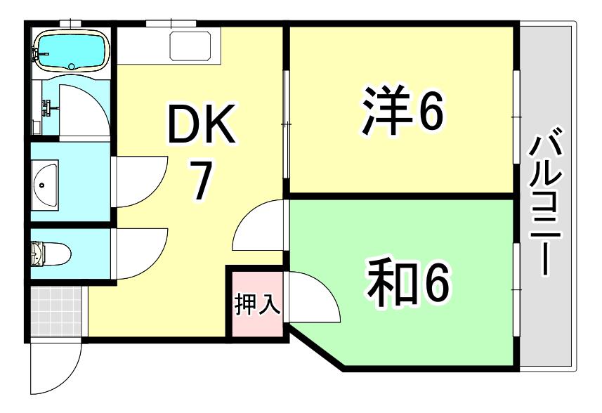 東難波佐野マンション(2DK/3階)の間取り写真