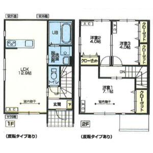 CIEL B棟(3LDK/1階)の間取り写真