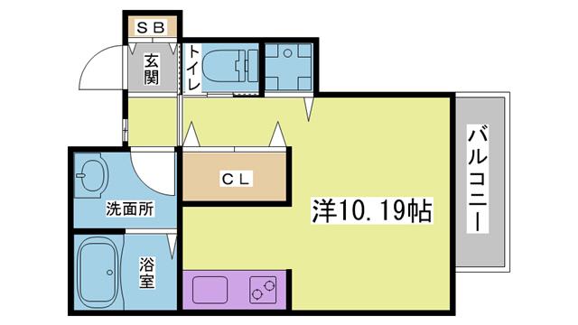 エターナルシー鈴蘭台(1K/2階)の間取り写真