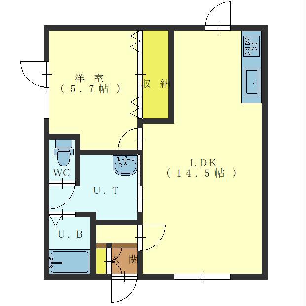 コーポ潤2(1LDK/1階)の間取り写真