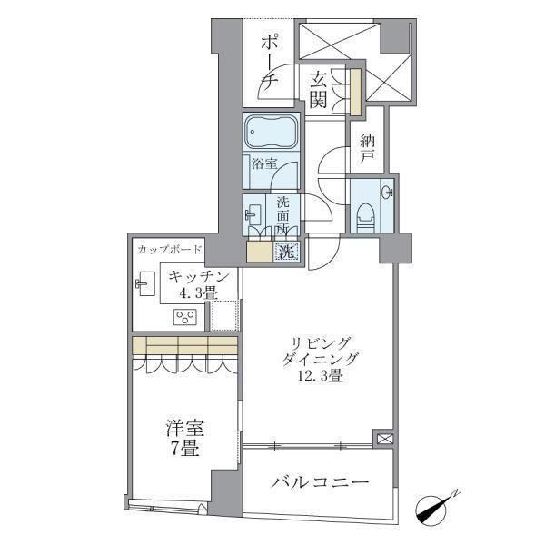 品川Vタワー(1LDK/11階)の間取り写真
