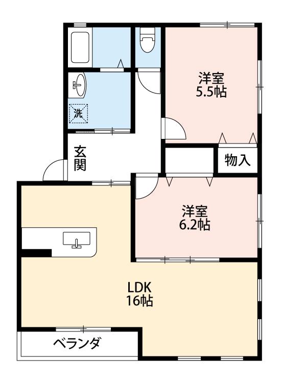 ベルーラ石ノ戸(2LDK/2階)の間取り写真