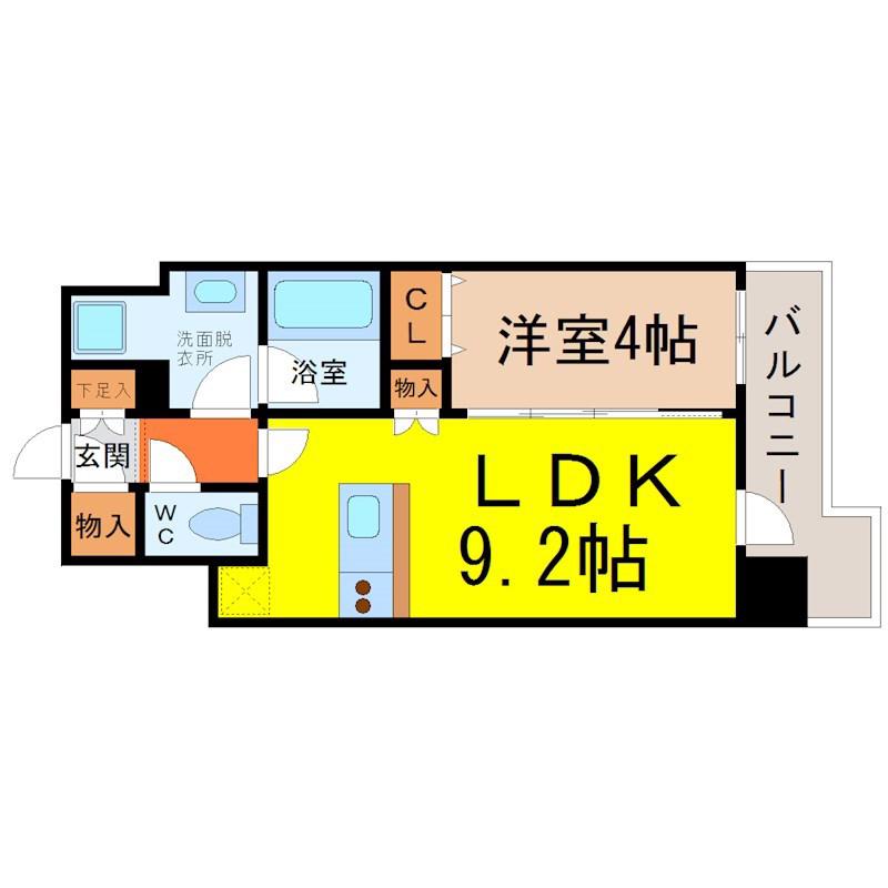 LASANTE東別院(1LDK/1階)の間取り写真
