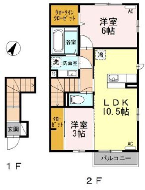 清流かわせみ(2LDK/2階)の間取り写真