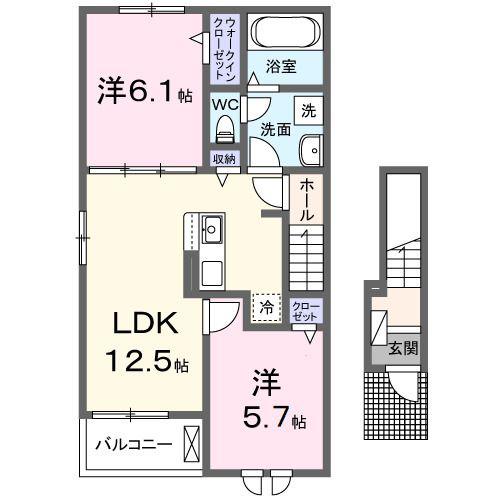 リリーフ・タカサゴ(2LDK/2階)の間取り写真