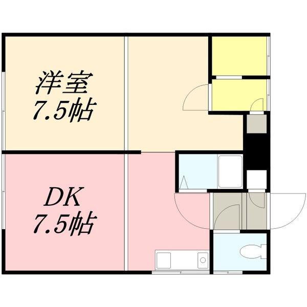 グリーンチャイムII(1DK/2階)の間取り写真