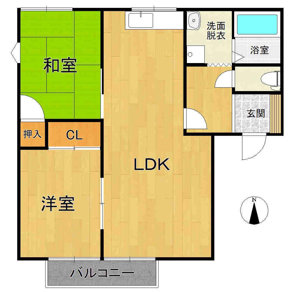フレグランス南町 F棟(2LDK/1階)の間取り写真