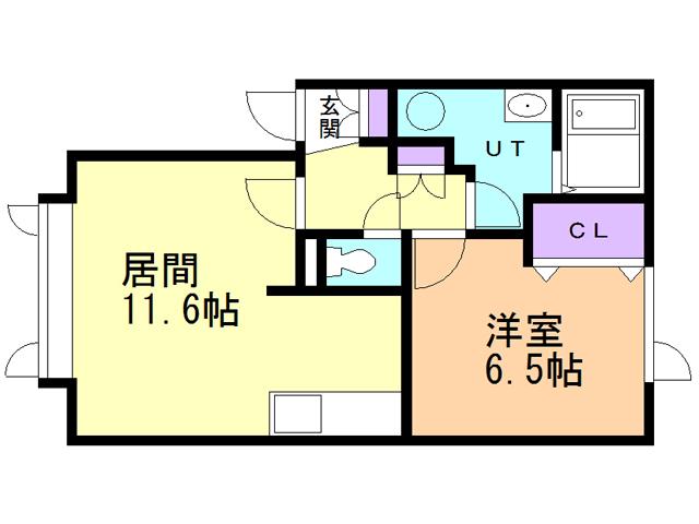 ベルン新生(1LDK/2階)の間取り写真