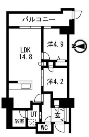 シティコート目黒IV(2LDK/13階)の間取り写真