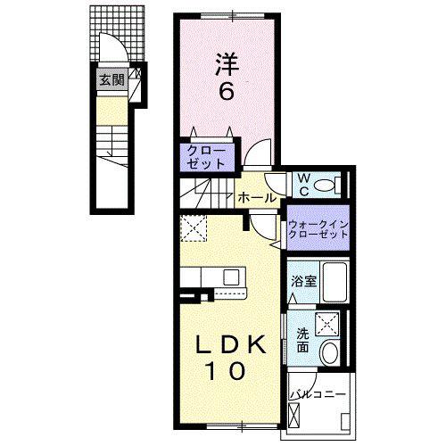 セルソーレ(1LDK/2階)の間取り写真