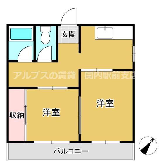 尾崎ビル(2DK/3階)の間取り写真
