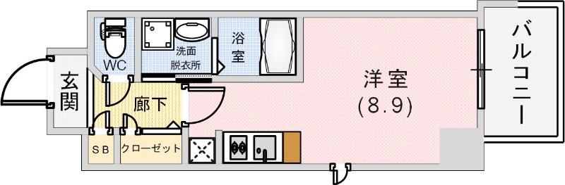 エスリード中山手 県庁前(ワンルーム/8階)の間取り写真