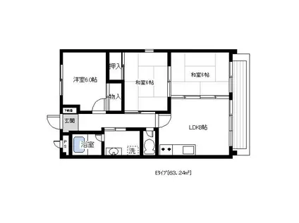 Mフラット(3DK/3階)の間取り写真