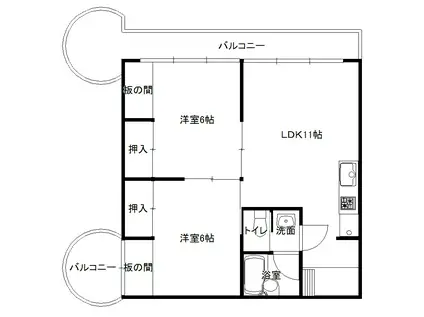 幸町スカイハイツ(2LDK/2階)の間取り写真
