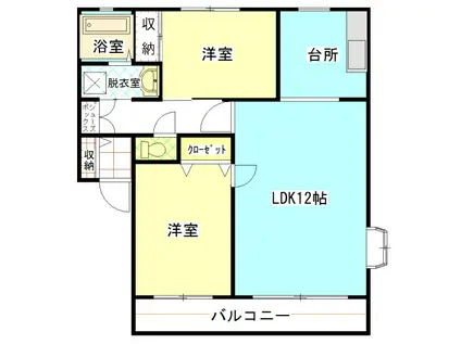 サンフローラA(2LDK/1階)の間取り写真