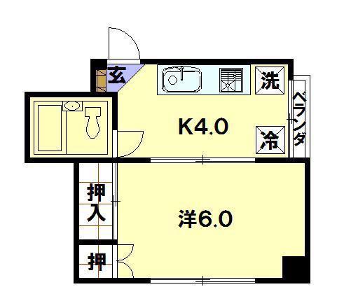 桜音ちとせ(1K/4階)の間取り写真