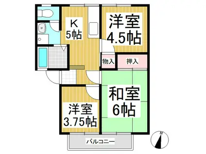 サニーハイツA(3K/2階)の間取り写真