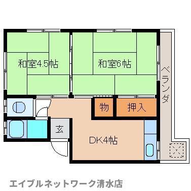 神戸アパート(2DK/3階)の間取り写真