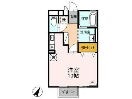 カーサユーカリA棟(ワンルーム/1階)の間取り写真