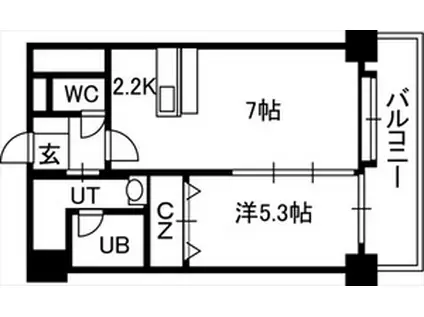 PRIME URBAN北3条通(1LDK/13階)の間取り写真