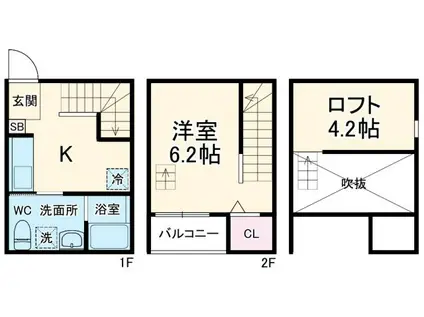 コンフォート鳴海(1K/1階)の間取り写真