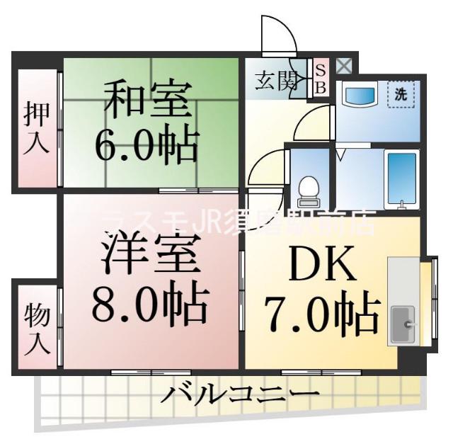 泉が丘マンション(2DK/2階)の間取り写真