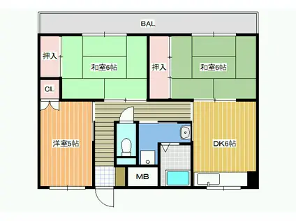 ビレッジハウス城蓮寺 4号棟(3DK/3階)の間取り写真