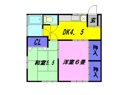 第二さつき荘(2DK/2階)の間取り写真
